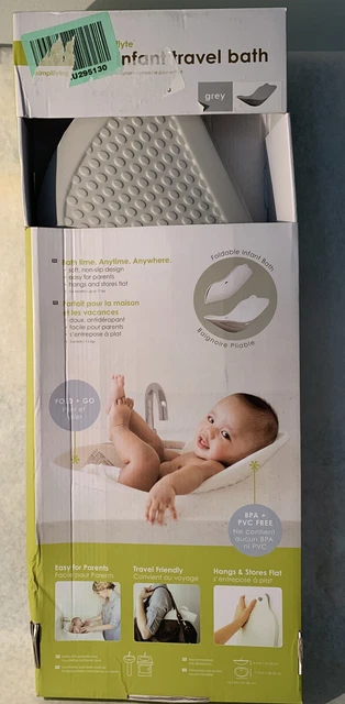 Puj Compact Infant Baby Bath Home or Travel Sink Grey BPA Free