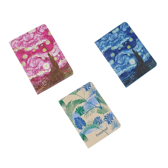 Stylish Leaf Design Passport Cover Card Holder PU Travel Document Organizer