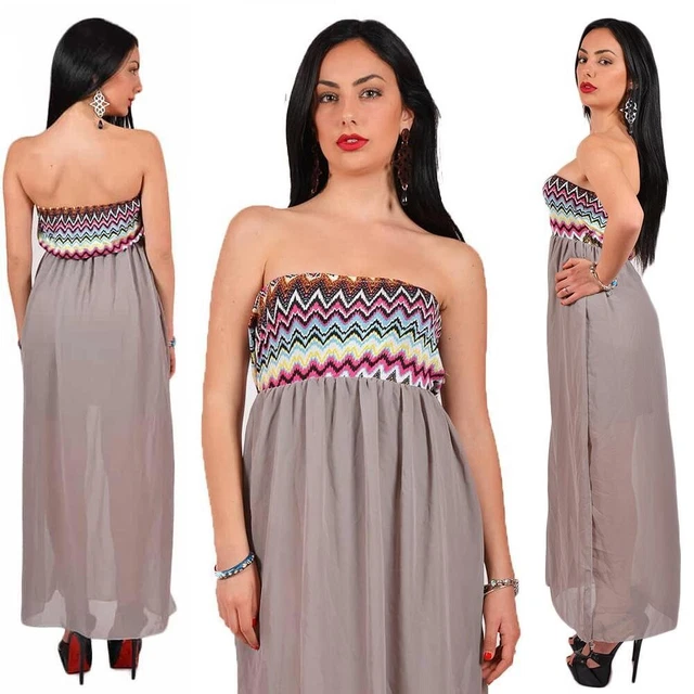 Vestito lungo estivo abito da cerimonia sera elegante con spacco party cocktail