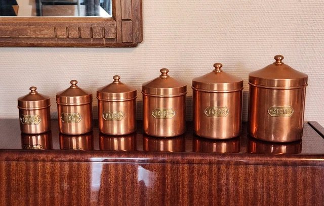 Lot De 3 Anciens Pots De Cuisine En Métal – Pâtes, Chicorée, Farine – Vintage