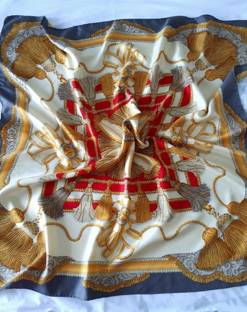 Foulard Vintage En Soie R Di RATTi - Motif Jaune - 86 X 86 Cm - Occasion