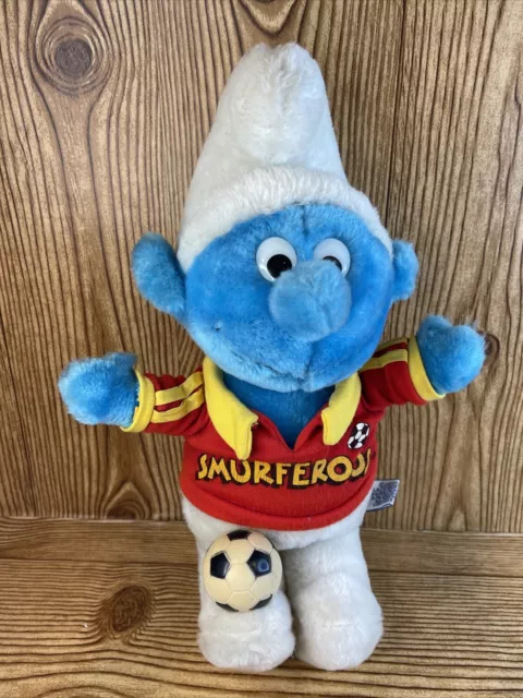 Vintage 1982 Smurf  Peyo Smurferoos Plush Soccer 13”