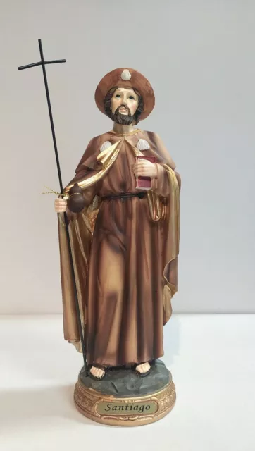 Statua Di San Giacomo Cm 30 In Resina Decorata A Mano Produzione Artigianale