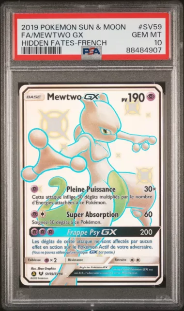 Pokemon Sun & Moon Card Occult Destinations Shiny Mewtwo Gx Sv59 En Psa 10