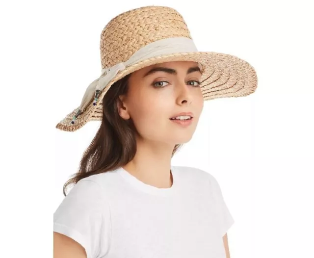 ALE by Alessanda Women's MARIGOT Raffia Hat Adjustable Sun Hat Boho Chic 50+ UPF