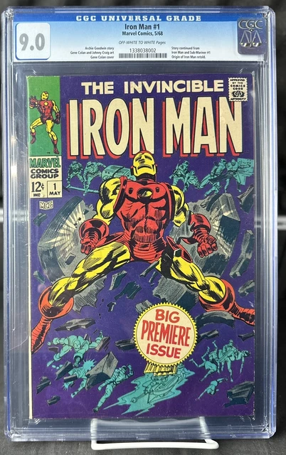 Iron Man  #1 Origin Retold Marvel 1968 1st Solo Issue CGC 9.0 1338038002