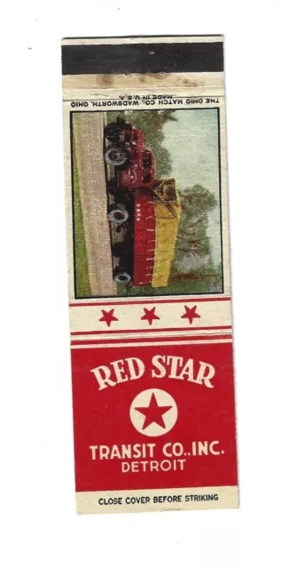 Red Star Transit    Matchcover    Detroit, Michigan