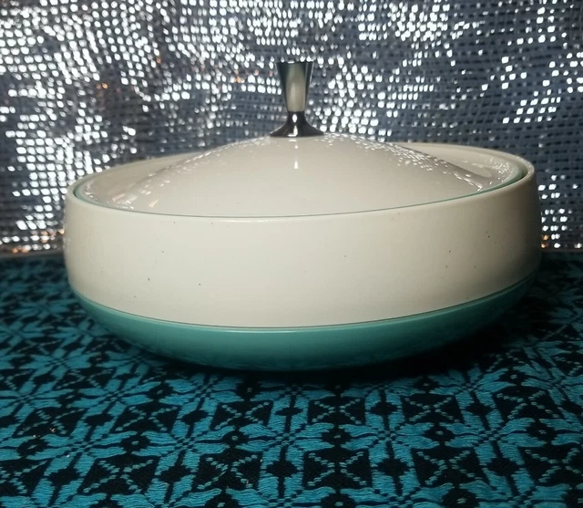 Vintage Bopp Decker Plastic Vacron Covered Bowl Serving Dish MCM Turquoise USA Vintage Bopp Decker Plastic Vacron Covered Bowl Serving Dish MCM Turquoise USA