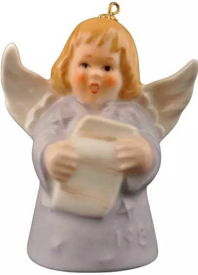 GOEBEL Annual Angel Bell 1981 Christmas Ornament Lavender with Music Sheet Mint