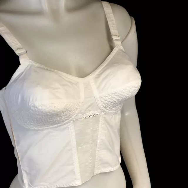 VTG 50s Bullet / Cone Bra Long Line w Stays Embroidered Cups GOSSARD 34C (READ)