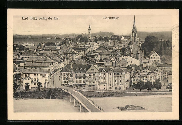 AK Bad Tölz, Teilansicht mit Marktstraße 1921