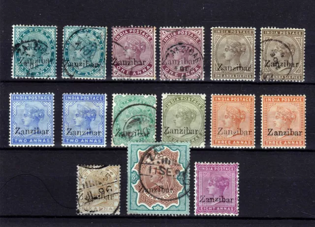 Zanzibar 1895 Qv  Sg 1/20  15 Stamps Varieties !