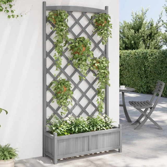 Blumenkasten Mit Rankgitter 112x40x150cm  Pflanzkasten Mit Spalier & Liner  Fr Garten & Balkon Entwsserung Pflanzbehlter
