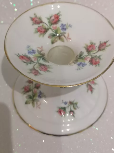 Royal Albert "Moss Rose" Fine Bone China Candle Holder.