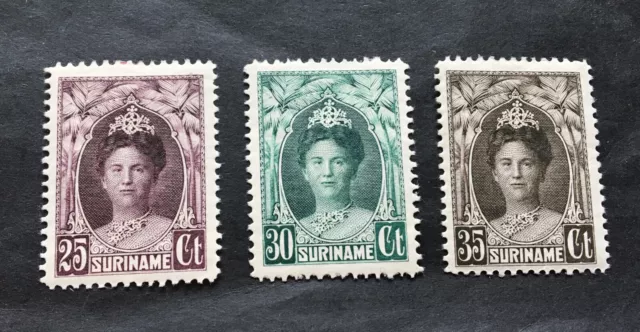 Suriname 1927 - 3 mint hinged stamps - Michel No. 130, 131, 132