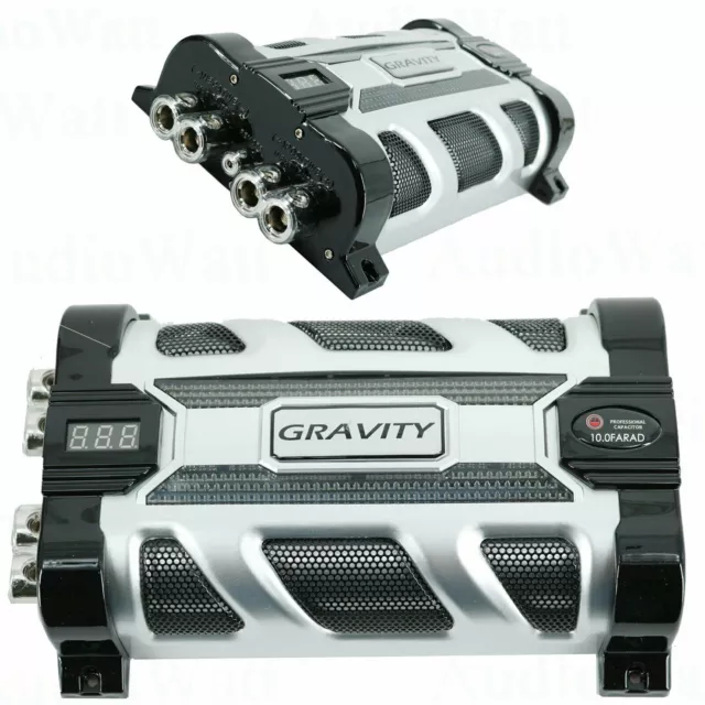 Gravity Pro Car Audio 10 Farad Capacitor  UP 10000  Watts Power 12V Car Digital