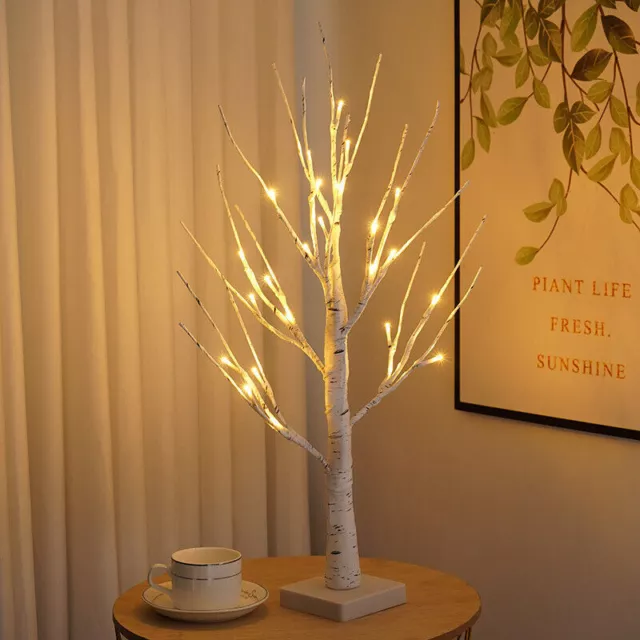 White Easter Birch Tree LED Light Up Twig Tree Xmas Decorations Desk Table Lamp