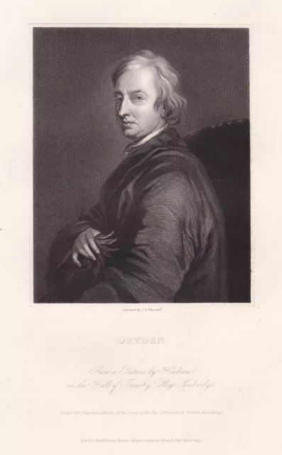 John Dryden Poet Dichter Literary Critic Translator Portrait Engraving 1835