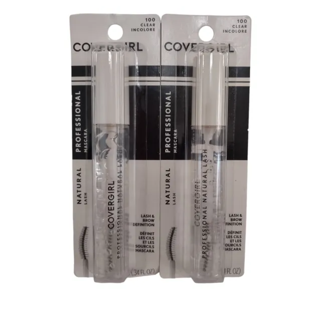 (2) CoverGirl Natural Lash Professional Clear Mascara for Lashes and Brows #100