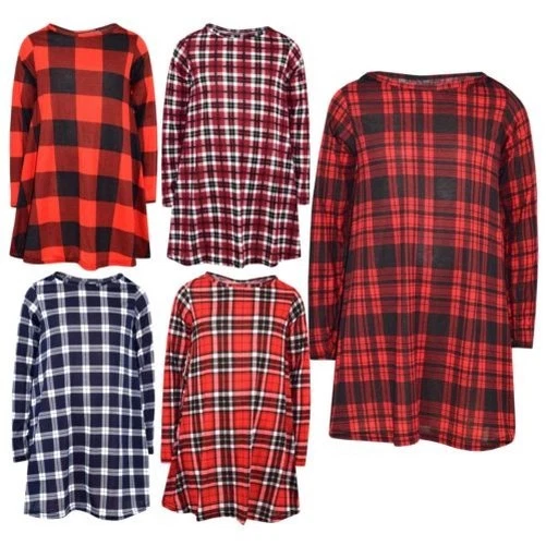 Bambine Swing Abito Tartan Stampa Moda Trendy Top Pattinatrice Abiti 7-13 Anni