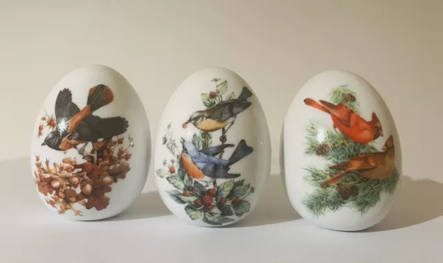 Vintage Avon Gifts of Nature Collection Of 3 Seasonal Porcelain Eggs