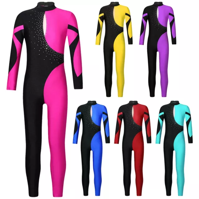 Enfant Fille Sport Léotards Ballet Danse à Manche Combinaison Patinage Bodysuit