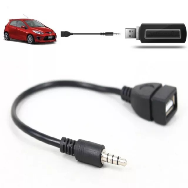 3.5mm Male Plug Jack To USB 2.0 Female Car Stereo Audio Adapter Converter_F6