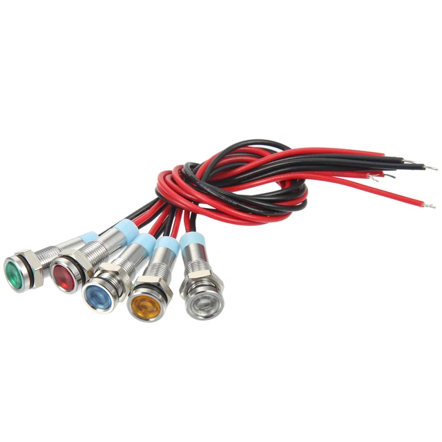 5uds 6mm Interior LED Indicador Luces Plana Cabezal 150mm Multicolor