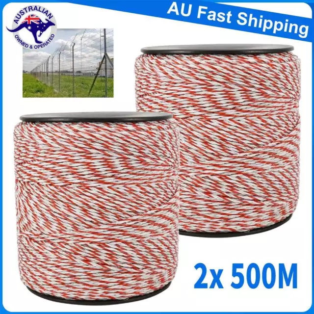 1000m Roll Polywire Electric Fence Stainless Steel Poly Wire Energiser Insulator