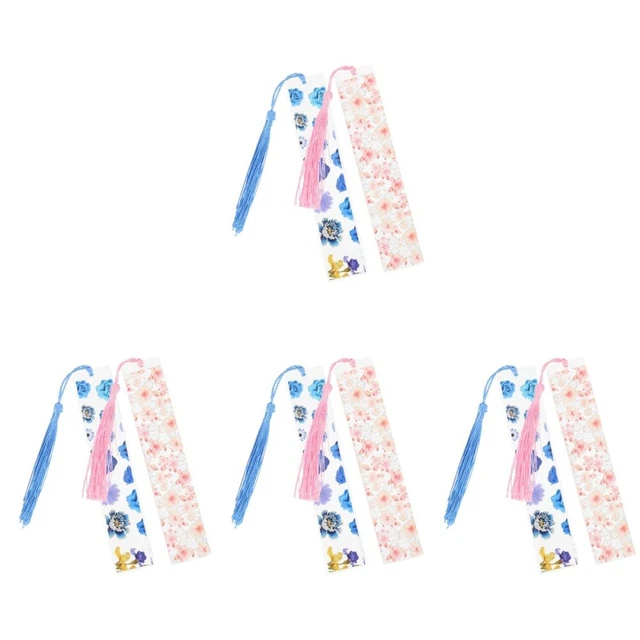 Set Di 4 Segnalibri Con Fiori Secchi – Porta Pagine Per Pollice – Resina E Fiori Naturali – Viola, Rosa, Rosso, Giallo