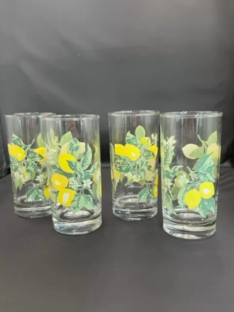 Royal Norfolk 4 Ice Tea Glasses with Lemon Design No Chips No Cracks