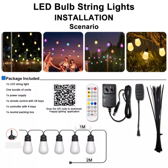 LED Festoon String Light Connectable Globes Wedding Cafe Party Patio Lamp Globes 2