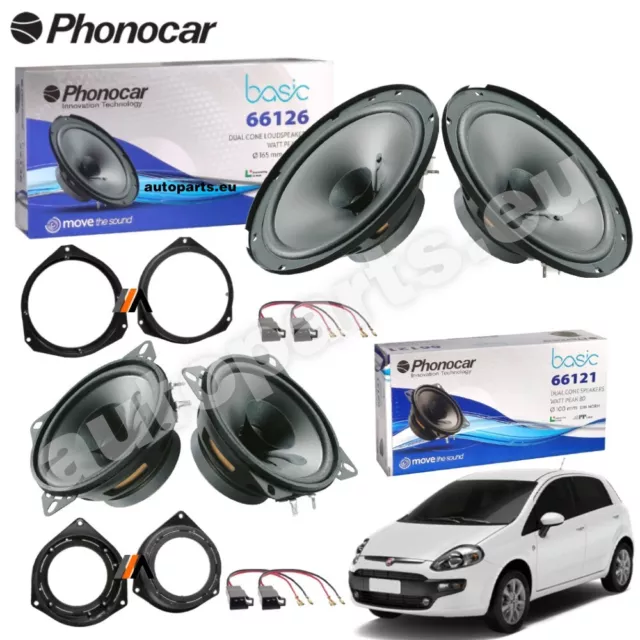 Kit 4 Casse Altoparlanti Doppio Cono Phonocar Ant+Post per Fiat Grande Punto