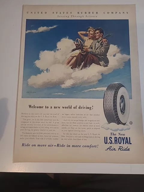 US Royal Air Ride United States Rubber Company Vintage Print Ad 1947 10x14