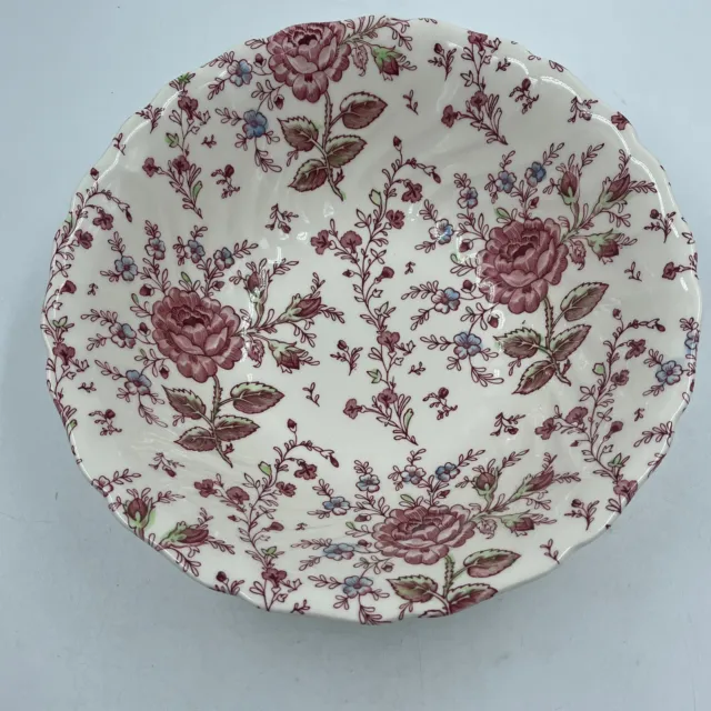 Johnson Brothers Pink Rose Chintz 10" Vegetable / Salad Serving Bowl - England