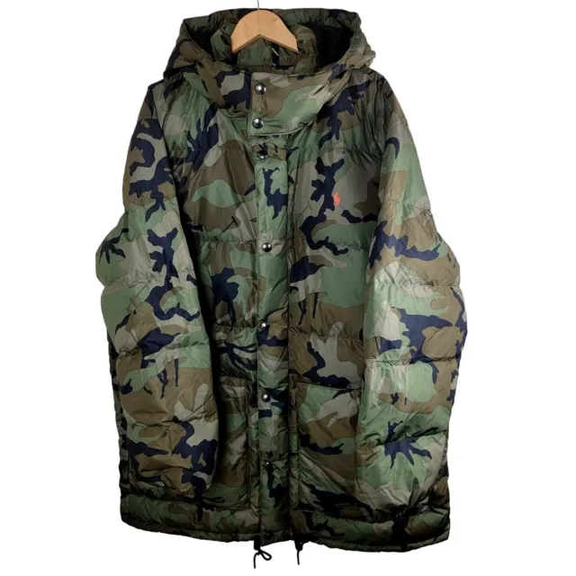 Polo Ralph Lauren Down Camo Puffer Parka Jacket Mens size XXL Green Brown 2