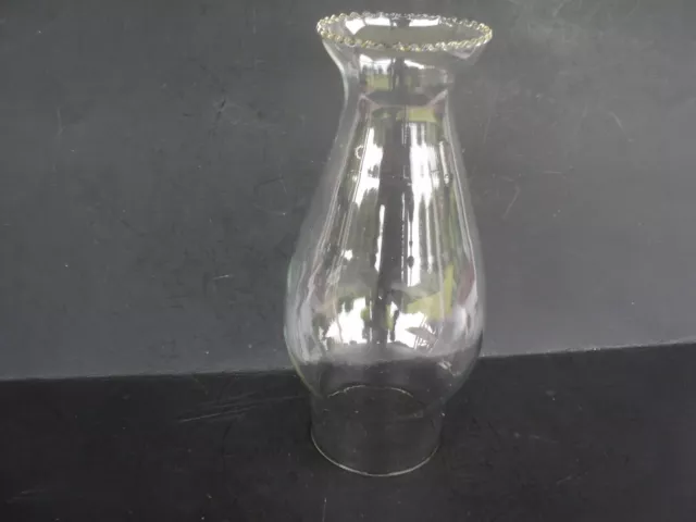 Vtg. Pie Crust Crimp Top Beaded Glass Oil Kerosene Lamp Chimney 7 5/8” - 2 1/5"