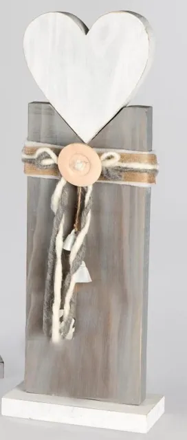 Wunderschöner nostalgischer Dekoständer aus Holz mit Herz weiß grau, 56 cm