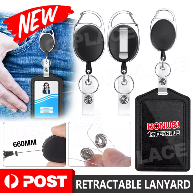 Retractable Lanyard ID Card Holder Business Badges Security Pass Reel Key Chain