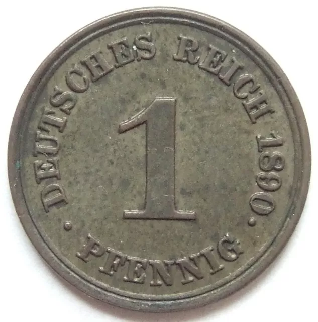 Moneta Reich Tedesco Impero Tedesco 1 Pfennig 1890 E IN Extremely fine