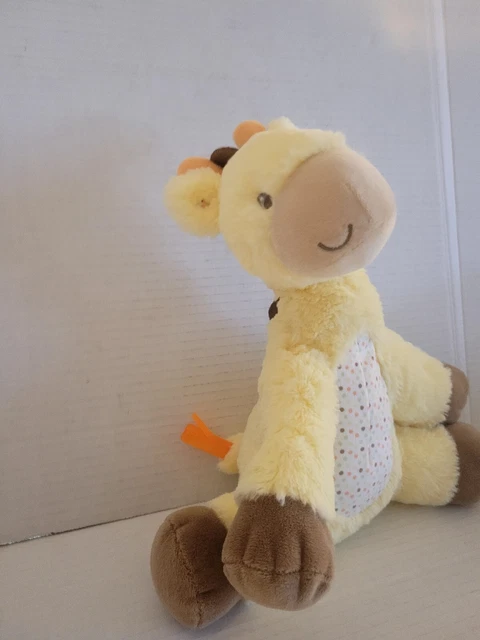 LITTLE JOURNEY Plush Musical GIRAFFE Yellow Orange Dots Brown Tan Wind Up Baby