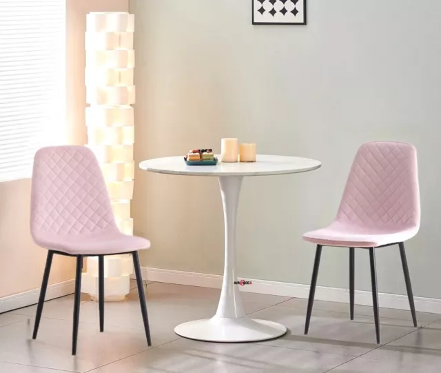 AINPECCA 80CM Round Dining Table and Chair Set Restaurant Cafe Office Pink