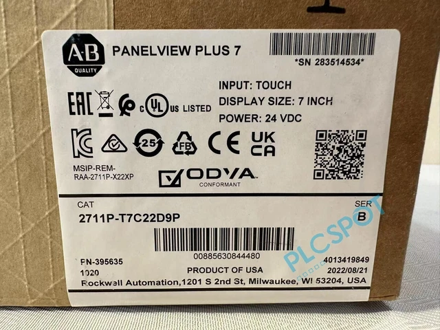 2711P-T7C22D9P 2022 SER B New PanelView Plus 7 Graphic Terminal 2711PT7C22D9P