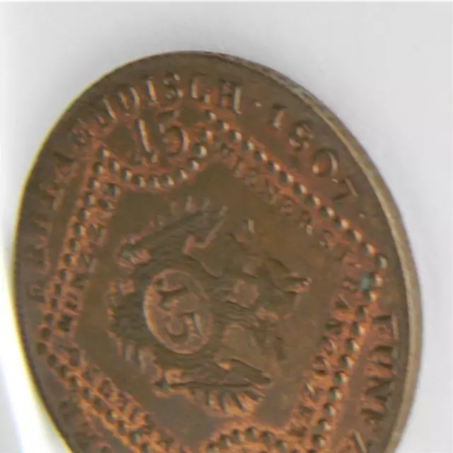 AUSTRIA, Empire Franz II era large 1807A copper 15 Kreuzer; rare UNC red-brown 3