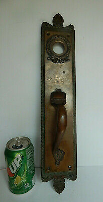 Antique Victorian Large Brass Ornate Exterior Front Door Lever Pull Handle