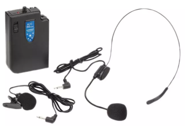 Microphone de tête sans fil, format casque, compatible VHF