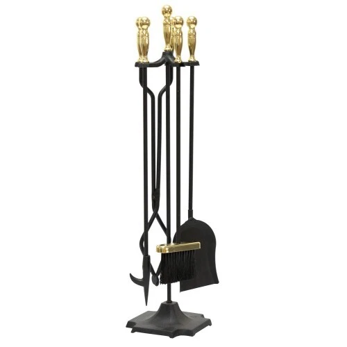 Set Attrezzi Accessori 4 per Camino Stufa Caminetto Barbecue Paletta Kit Pulizia