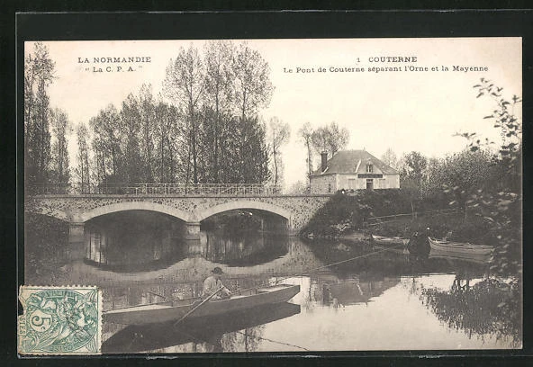 CPA Couterne, Le Pont de Couterne séparant l´Orne et la Mayenne