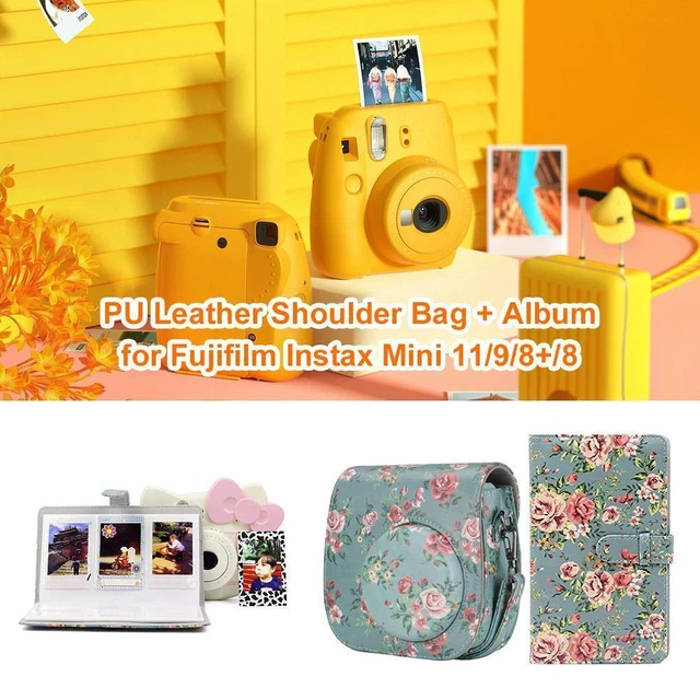 For Fujifilm Instax Mini 11 9 8+ 8 PU Leather Shoulder Bag+Album (Rose Red)