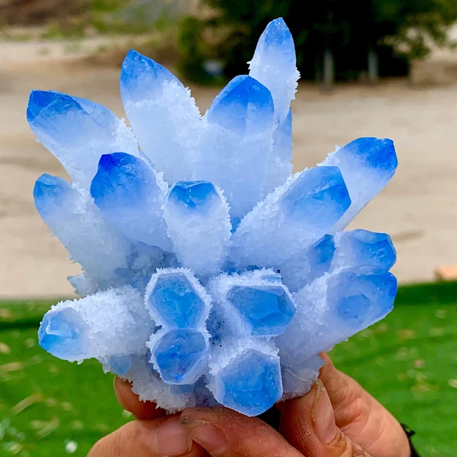 403G New Find sky blue Phantom Quartz Crystal Cluster Mineral Specimen Healing